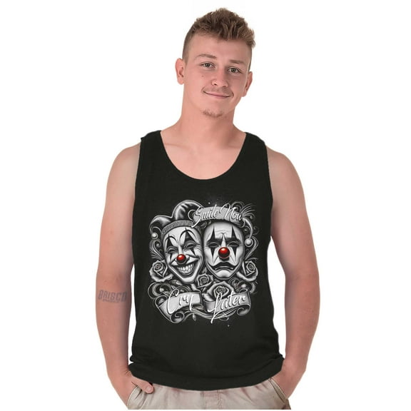 Smile Now Cry Later Clown Masks Tank Top T Shirts Men Women Brisco Brands S