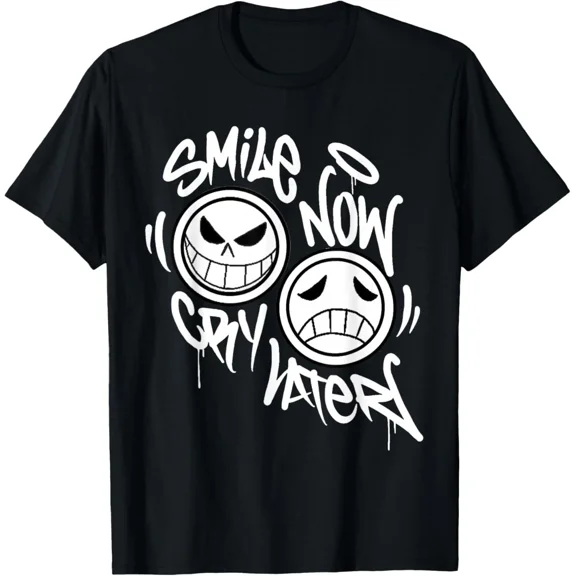 Smile Now Cry Later Graffiti Style Graphic Tee Unisex T-Shirt, S-5XL