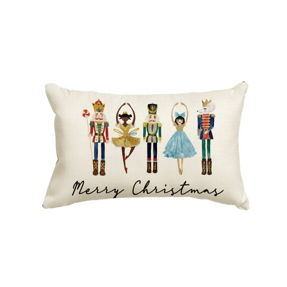 Sm:)e Nutcracker Winter Merry Christmas Throw Pillow Cover 12 x 20 Inch, Winter Holiday Decor for Sofa