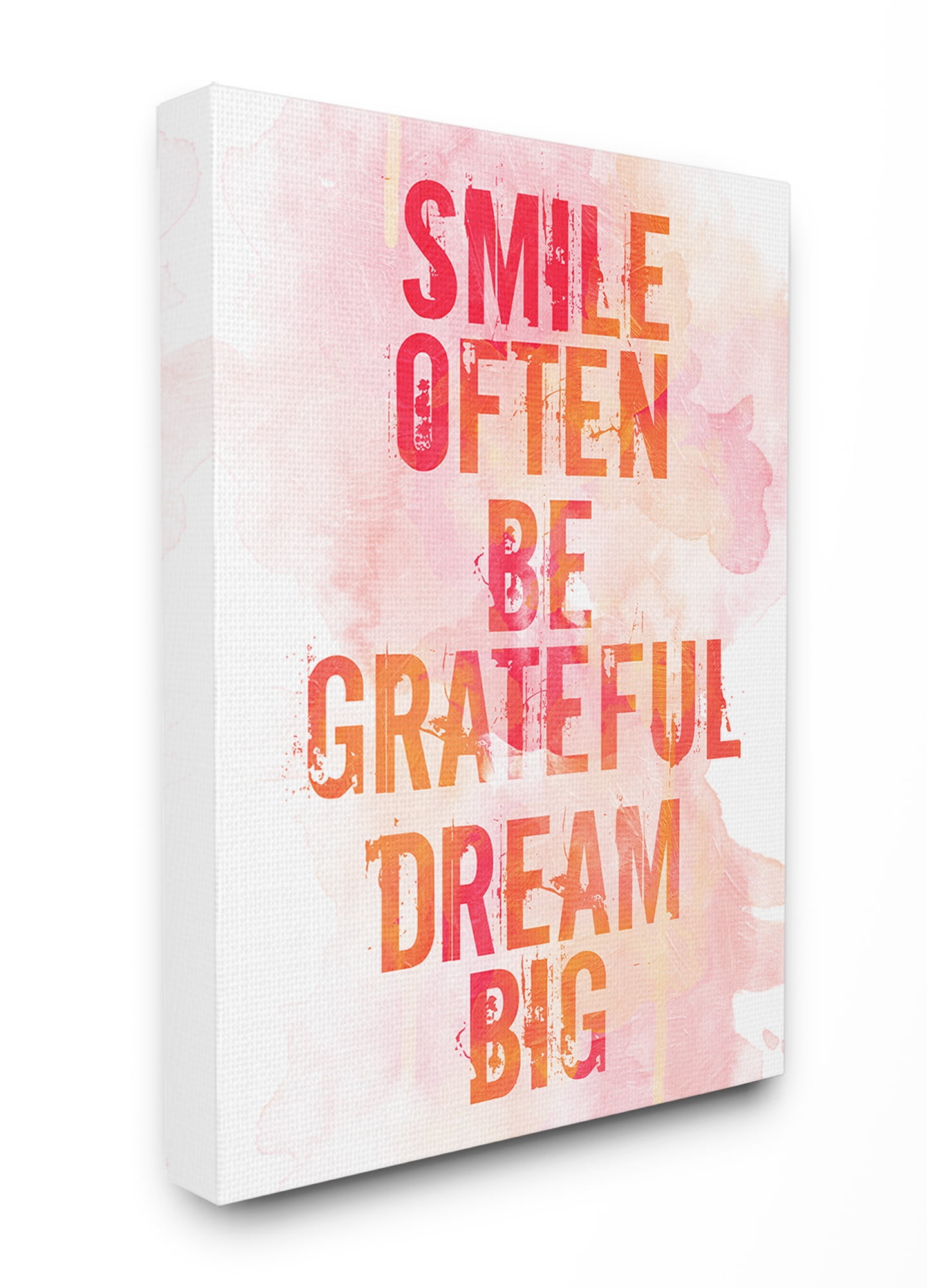 Smile Often Be Grateful Dream Big Coral and Orange Typography Canvas Wall Art