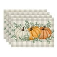 thumbnail image 1 of Smile Orange Pumpkins Eucalyptus Leaves Fall Thanksgiving Table Placemat 4 Set 12 x 18, 1 of 7
