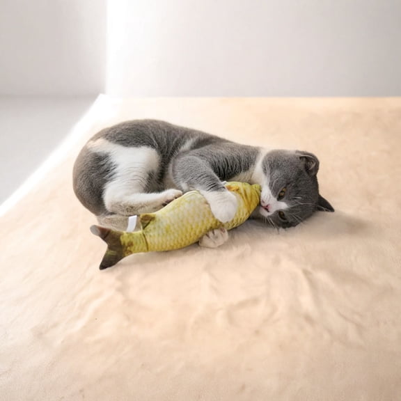 Smile Paws Catnip Fish Toy for Cats, Interactive Plush Kicker Toy with Dental Cleaning Effect, Durable Bite Resistant Teeth Chew Stick for Kittens, Self-Amusing Catnip Pet Toy (1 Count)