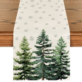 Smile Pine Tree Snowflake Merry Christmas Table Runner 13 x 36 Inch