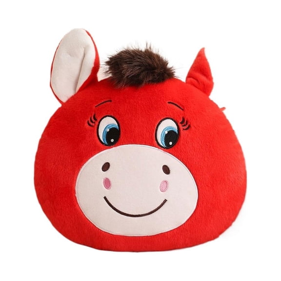 Smile Pony Plush Pillow - Velvety Soft & Cozy Hug, 35cm (13.8") - Red/Gold, Perfect Decor & Gift