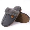 thumbnail image 1 of Smile Popcorn Women's Fuzzy Slippers Memory Foam House Slippers for Women Warm Winter House Shoes, Button Grey, 1 of 7