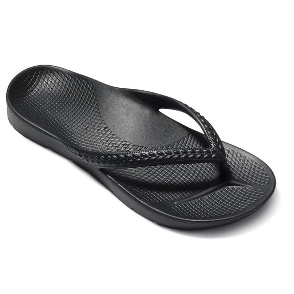 Smile Popcorn Women's Flip Flops Lightweight Thong Sandals Summer Beach Sandals with Arch Support, Black