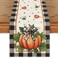 thumbnail image 1 of Smile Pumpkin Bow Buffalo Plaid Fall Table Runner,Seasonal Autumn Kitchen Dining Table Decoration for Home Party Decor 13x72 Inch, 1 of 6