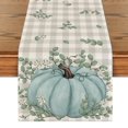 thumbnail image 1 of Smile Pumpkin Eucalyptus Leaves Thanksgiving Buffalo Plaid Fall Table Runner 13 x 72, 1 of 7