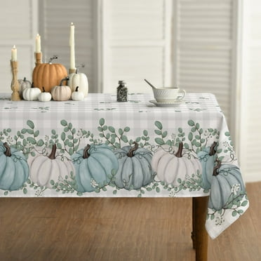 Sm:)e Pumpkins Buffalo Plaid Fall Thanksgiving Tablecloth 60x84 Inch, Rectangle