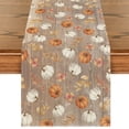thumbnail image 1 of Smile Pumpkins Maple Leaves Brown Wood Fall Table Runner, Seasonal Autumn Kitchen Dining Table Decoration for Home Party Decor 13x72 Inch, 1 of 7