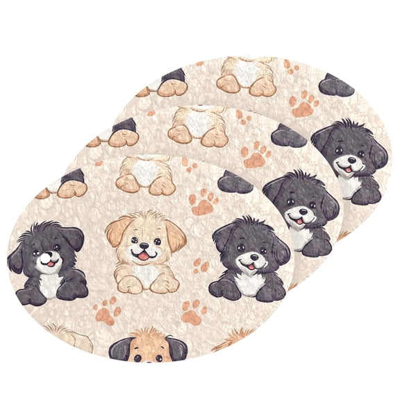 Smile Puppys Dogs 3 Dish Sponges Bulk Delicate Clean Non Scratch Compressed Sponges Kitchen Sponges BPA Free