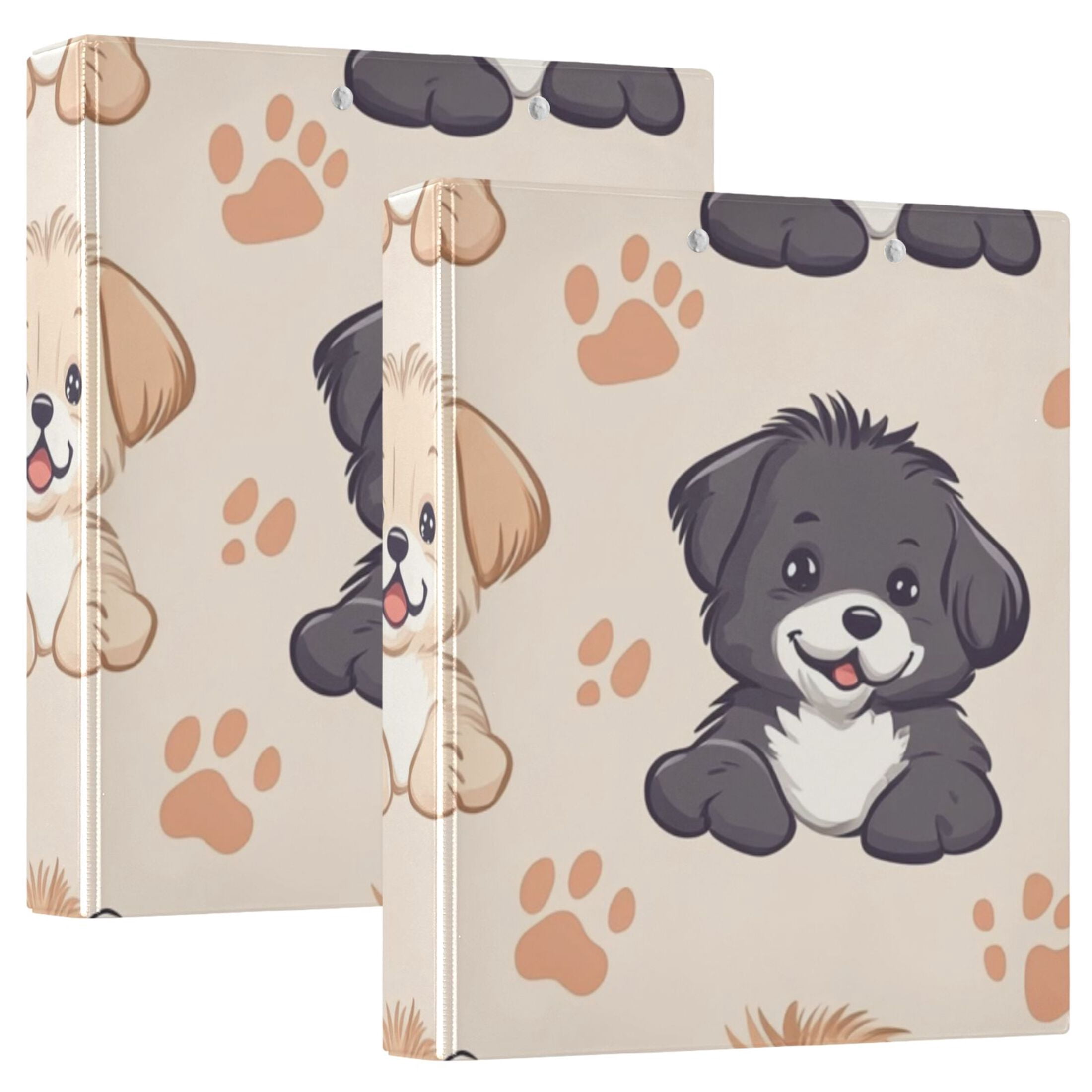 Smile Puppys Dogs 3 Ring Binders 1.5 inch Hardcover File Folders with Interior Pockets A4 Size Organizer for School Office Hospital