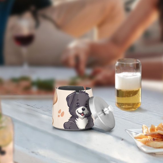 Smile Puppys Dogs Ashtray with Lid Cigarette Ashtray Stainless Steel Ash Tray Ash Holder for Home Outdoor