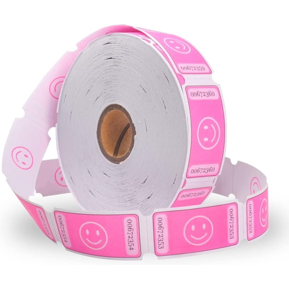 Smile Raffle Tickets Roll,Each Tickets 1"x2",for Events, Entry, Class Reward, Fundraiser & Prizes,1000 Tickets Per Roll -Pink