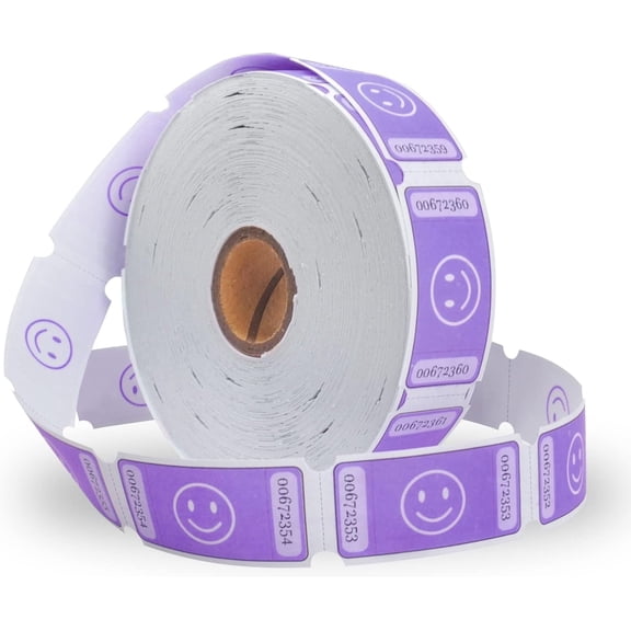 Smile Raffle Tickets Roll Each Tickets 1''x2'', for Events, Entry, Class Reward, Fundraiser & Prizes,1000 Tickets/Single Roll -Purple