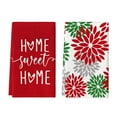 thumbnail image 1 of Sm:)e Red Dahlia Flower Boho Christmas Tea Towels, 2 Count, 1 of 6