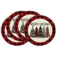 thumbnail image 1 of Smile Red and Black Buffalo Plaid Christmas Trees Placemats Set of 4 Round 15 Inch, 1 of 6