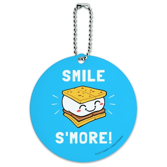 Smile S'More Funny Humor Round Luggage ID Tag Card Suitcase Carry-On