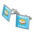 thumbnail image 1 of Smile S'More Funny Humor Square Cufflink Set - Silver or Gold, 1 of 6