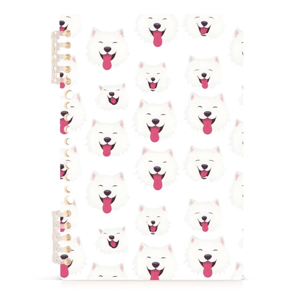 Smile Samoyed A5 Notebook Refillable 60 Sheets Detachable Ring Binder PP Cover Journal