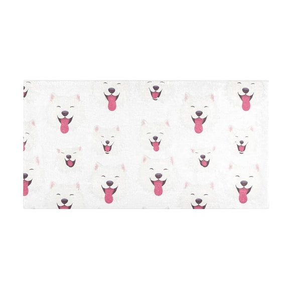 Smile Samoyed Bath Mat 39x20 Inch Soft Absorbent Non-Slip Plush Bathroom Rug for Floor
