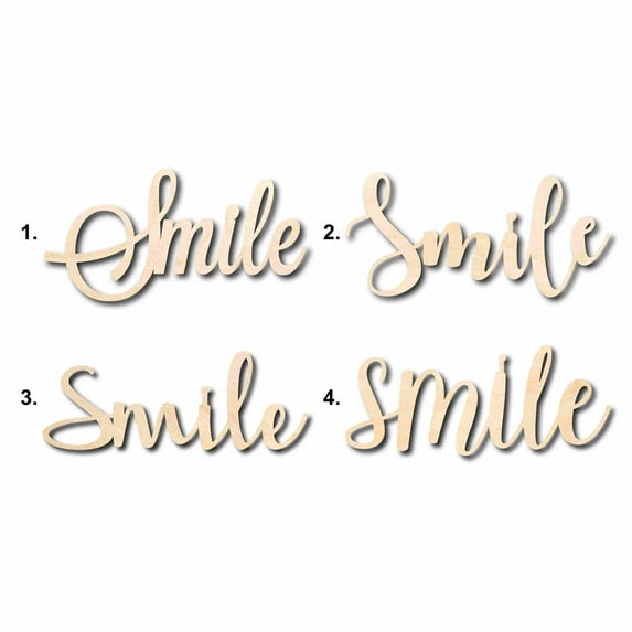 Smile Sign Unfinished Wood Cutout Home Decor DIY Option 4- 24" Wide / 1/8"