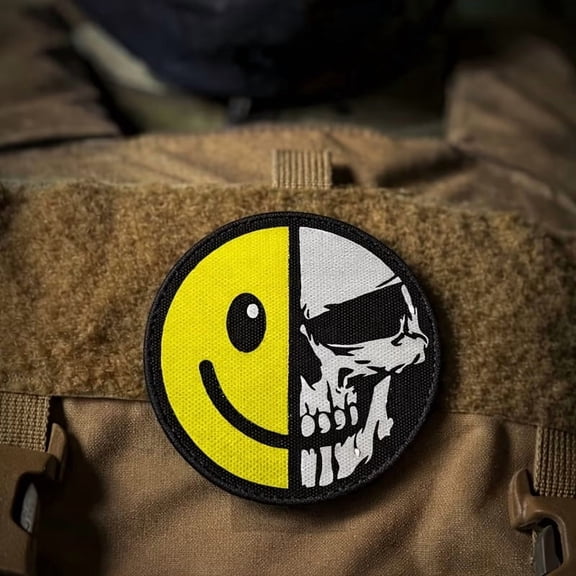 Smile Skull Tactical Patch - Hook & Loop Morale Patch for Backpacks and Tactical Gear - Durable Fabric with Edgy Design for Everyday Carry and Themed Events