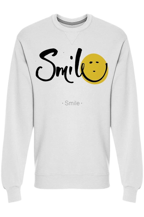 Smile Smile Happy Face Yellow Sweatshirt Men -Image by Shutterstock, Male XX-Large