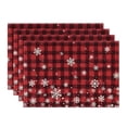 thumbnail image 1 of Smile Snowflake Buffalo Check Plaid Christmas Placemats 4-Pack 12 x 18 Inch, 1 of 7