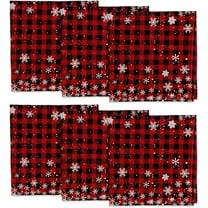Sm:)e Snowflakes Winter Christmas Buffalo Plaid Cloth Napkins 6-Pack 18 x 18 Inch