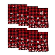 Sm:)e Snowflakes Buffalo Plaid Christmas Cloth Napkins 6-Pack 18 x 18 Inch