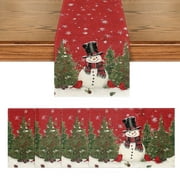 Christmas Snowman Table Runner – 13x36 Inch Red Holiday Decor For Dining Table, Mantel, Or Coffee Table