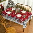 thumbnail image 1 of Sm:)e Snowman House Christmas Trees Winter Tablecloth 60 x 84 Inch, Red, 1 of 6