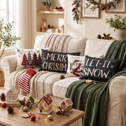 Sm:)e Snowman Let It Snow Christmas Winter Pillow Covers 12 x 20 Black