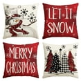 thumbnail image 1 of Sm:)e Snowman Let It Snow Winter Christmas Pillow Covers 18 x 18 Inch, Set of 4, Xmas Holiday Decorative Outdoor Pillow Case Red Cushion Sofa Couch, 1 of 6