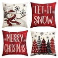 thumbnail image 1 of Sm:)e Snowman Let It Snow Winter Christmas Pillow Covers 18 x 18 Inch, Set of 4, Xmas Holiday Decorative Outdoor Pillow Case Red Cushion Sofa Couch, 1 of 8