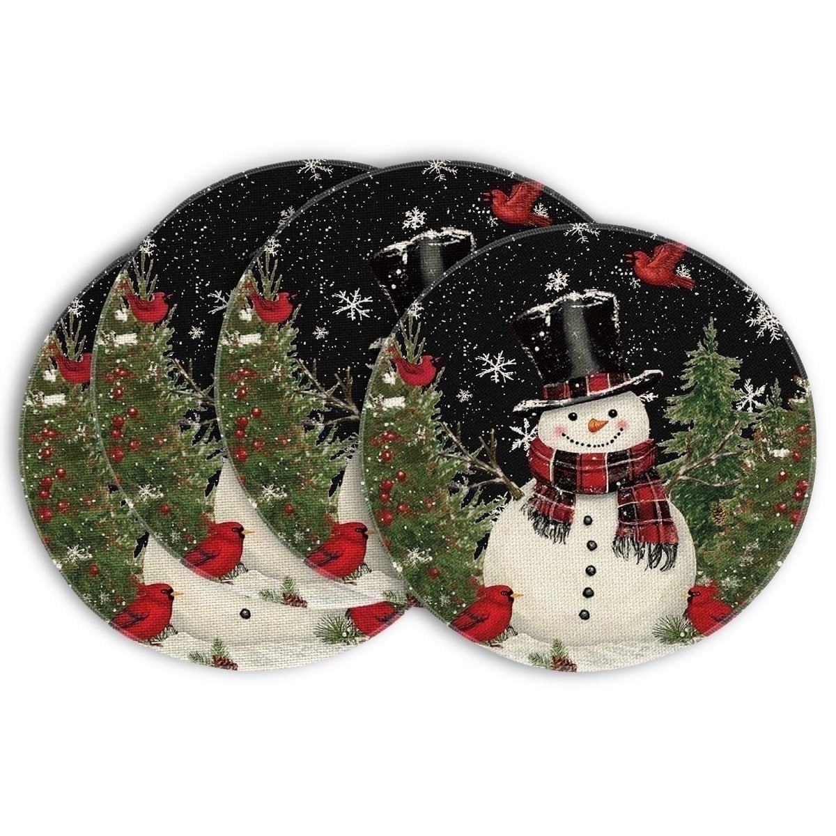 Set Of 4 Snowmen Placemats – Multicolor Rectangle Table Mats, NWOT