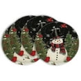 thumbnail image 1 of Smile Snowman Trees Snowflakes Christmas Round Placemats Set of 4, 15 Inch Black, 1 of 6