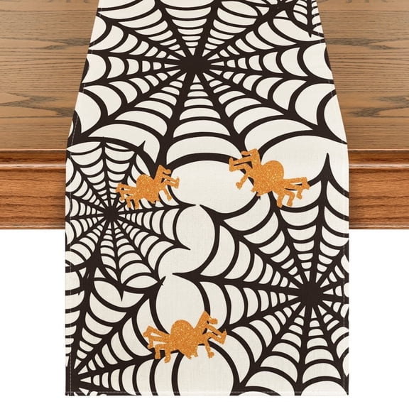 Smile Spider Web Halloween Table Runner 13 x 90 Inch