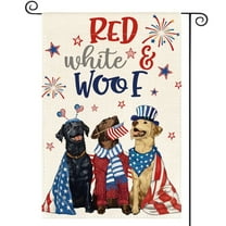 Sm:)e Dogs Welcome Fourth of July Garden Flag 12x18 Inch Double Sided Outside, Seasonal Farmhouse Yard Outdoor Flag