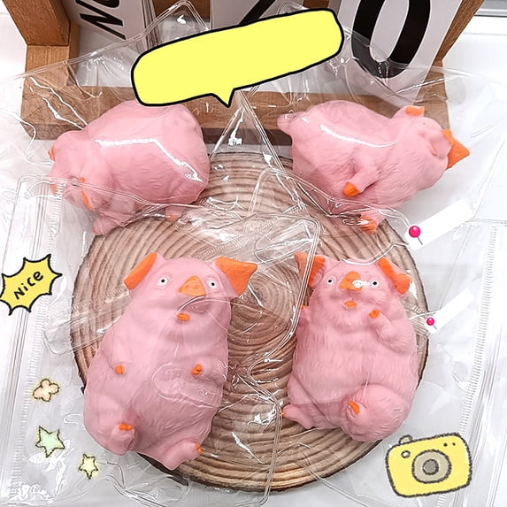 Smile Squishable Dumpling Cute Pig Face Glossy Pastel Pink Happy Calm Expression Desk Novelty Item Stress Relief Gift for Desk