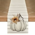 thumbnail image 1 of Smile Stripes Pumpkin Sunflower Leaves Fall Table Runner, Seasonal Autumn Kitchen Dining Table Decoration for Outdoor Home Party 13x72 Inch, 1 of 7