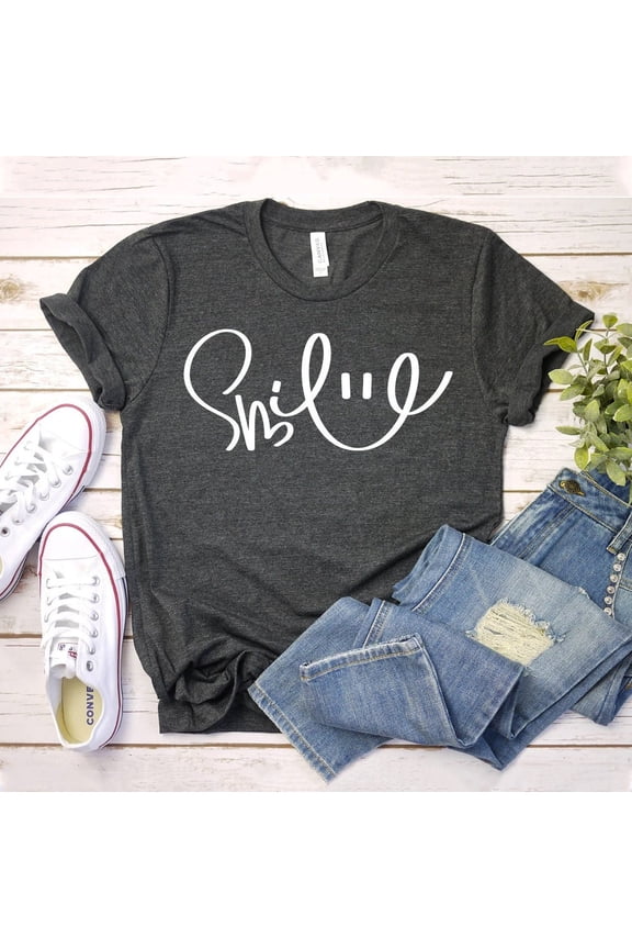 Smile T-Shirt, Meditation Shirt, Yoga Tee, Motivational , Good Vibes Shirt, Positivity Tee, Smiley Face Top, Happy Vibes , Women Top
