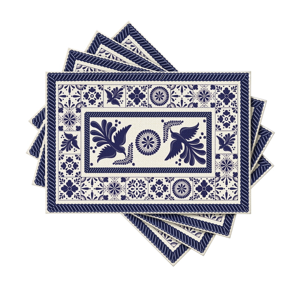 Smile Talavera Tiles Floral Phoenix Fiesta Mexican Placemats Set of 4