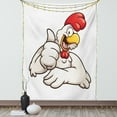 thumbnail image 1 of Smile Tapestry, Cartoon Style Joyous Chicken Giving Funny Thumbs, Wall Hanging for Bedroom Living Room Dorm Decor, 60W X 80L Inches, Dark Coral Earth Yellow Seal Brown and Pale Tan, by Ambesonne, 1 of 2