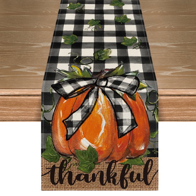 Happy Fall Pumpkin Decorative Kitchen Rugs Set Of 2,Non Skid Washable, Home Seasonal Fall Holiday Party Autumn Harvest Thanksgiving Kitchen Mat 16"x47" 16"x24