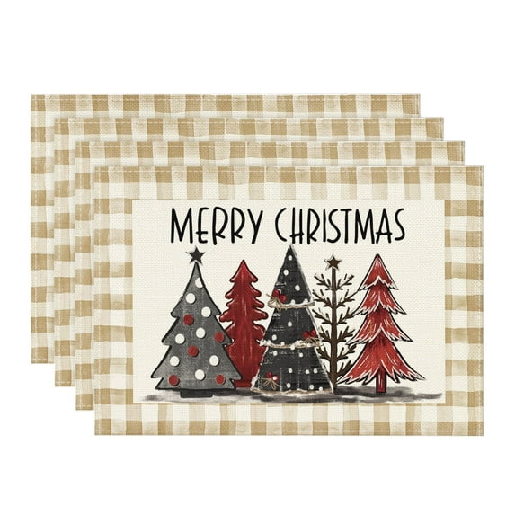 Smile Trees Christmas Placemats 12x18 Inch Set of 4