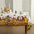 thumbnail image 1 of Sm:)e Truck Gnome Pumpkins Buffalo Plaid Fall Thanksgiving Tablecloth 60x104 Inch, 1 of 6