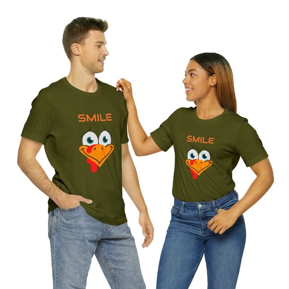 Smile Turkey Thanksgiving Streetwear Unisex Jersey Short Sleeve T-Shirt