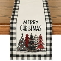 Smile Waterclor Buffalo Plaid Winter Christmas Table Runner 13 x 72 Inch
